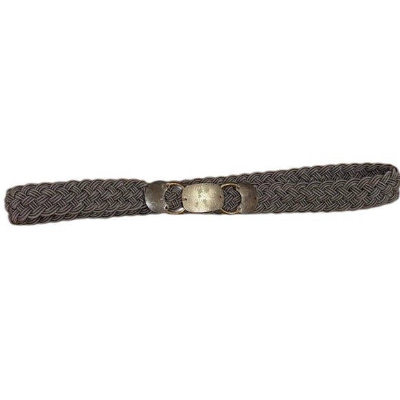 Vtg Marjorie Baer San Fran Art to Wear Braided Cord Belt Gray Metal Buckle 39\